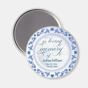 Íman Porcelain Blue Floral Funeral Keepsael