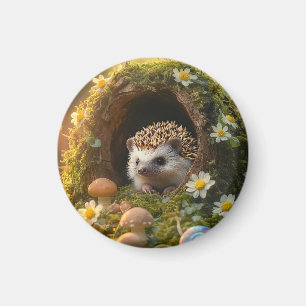 Íman Porco Adorável em Mossy Log Home com Flores