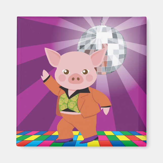 Íman porco discoteca no chão da dança (Frente)