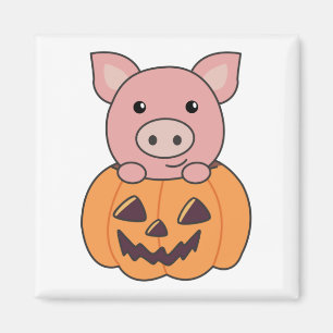 Íman Porco Em Pumpkin Suínos Doce Feliz Magneta De Hall