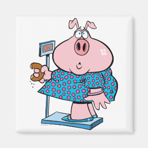 Íman porco engraçado numa dieta comendo uma rosquinha 