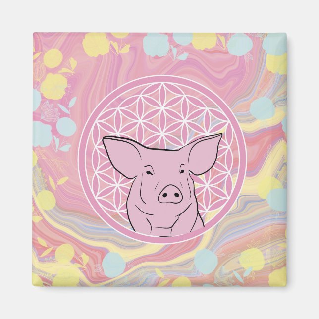 Íman porco,flor da vida, rosa, mandala,zen,chakra, (Frente)