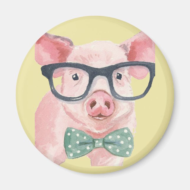 Íman Porco Rosa Hipster (Frente)