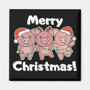 Íman Porcos de Natal bonitos Porcos Felizes Magneta de