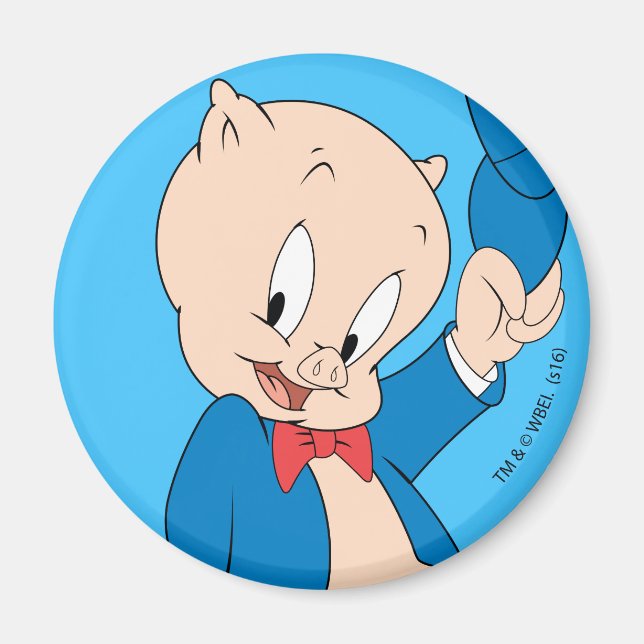 Íman Porky Pig | Chapéus ondulados (Frente)