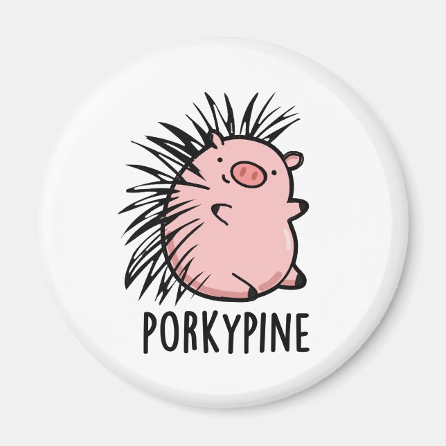 Íman Porky-Pine Funny Porcupine Pig Pun (Frente)