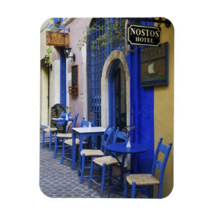 Íman Porta azul colorida e revestimento de hotel antigo