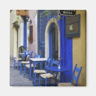 Íman Porta azul colorida e revestimento de hotel antigo