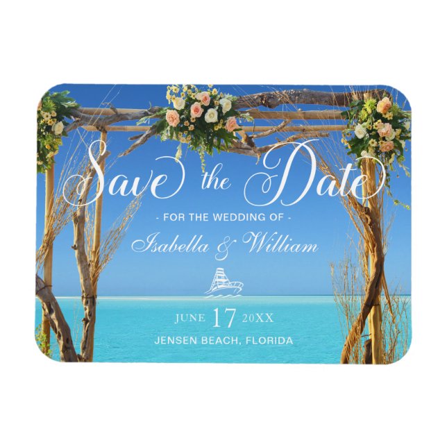 Íman Porta de Casamento Floral Summer Beach Salve a Dat (Horizontal)