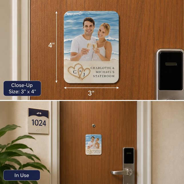 Íman Porta de Cruzeiro Personalizada Foto Quarto (Beach-themed room sign)