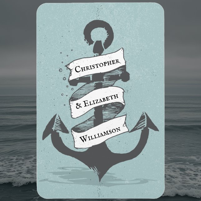 Íman Porta de Estado do Monograma Marítimo de Cruzeiro (Nautical Ship Anchor - Cruise Ship Door Decor. Monogrammed with names. )