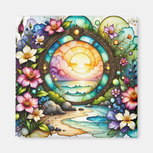 Íman Portal Oceano de Flores Selvagens Coloridas