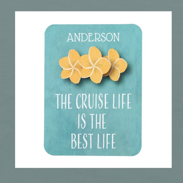Íman Portas de Cabina do Monograma Tropical Life (Beautiful cruise ship magnet for your next cruise. Floral with cruise quote and your name.)