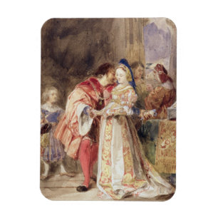 Íman Portia e Bassanio, c.1826 (w/c, tinta marrom,