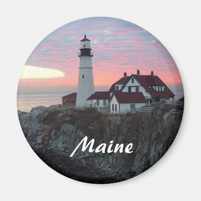 Íman Portland Headlight Sunrise Maine Magnet (Frente)