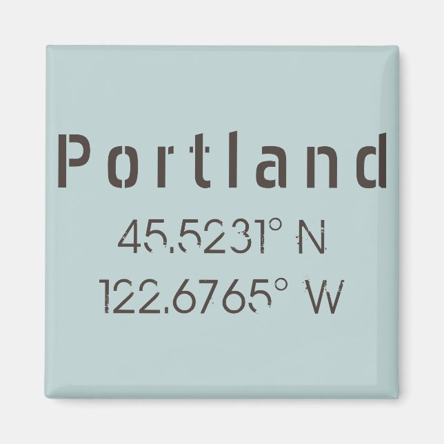 Íman Portland Latitude & Longitude (Frente)