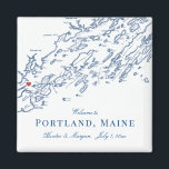 Íman Portland Maine Map Elegant Wedding Favor<br><div class="desc">Encomendamento rápido e fácil! Esses magnatas do mapa do Portland, Maine são perfeitos para receber seus convidados fora da cidade com favores de bolsas de boas-vindas, ou personalizá-los para sua festa de casamento. Perfeito para casamentos em Brick South ou Portland Ocean Gateway. Mova o coração clicando em "Editar usando a...</div>