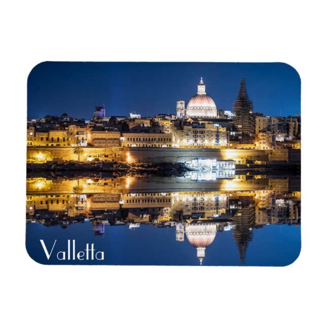 Íman Porto da cidade antiga de La Valetta à noite (Horizontal)
