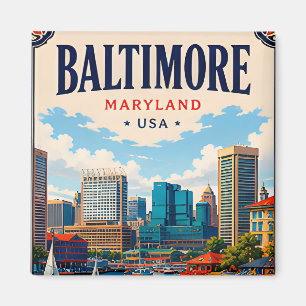 Íman ⚓ Porto de Baltimore Maryland e horizonte