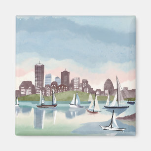 Íman Porto de Boston   Aquarela de Boston Massachusetts