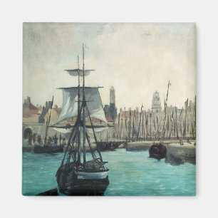 Íman Porto de Calais por Manet, Impressionismo Vintage