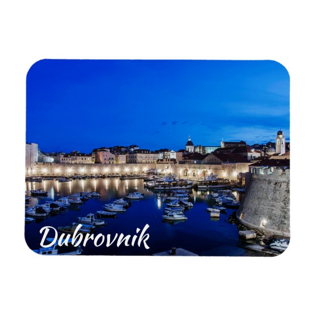 Íman Porto de Dubrovnik e paredes iluminadas à noite (Horizontal)