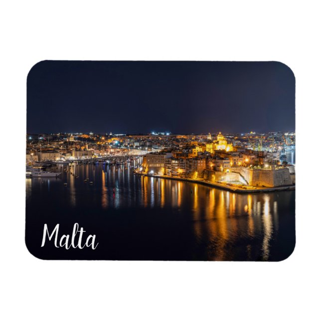 Íman Porto de Malta iluminado à noite (Horizontal)