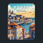 Íman Porto Portugal Viagem Art Vintage<br><div class="desc">Porto retro vetor viagem design. Porto é uma cidade costeira do noroeste de Portugal conhecida pelas suas pontes estaduais e pela produção de vinho do porto.</div>