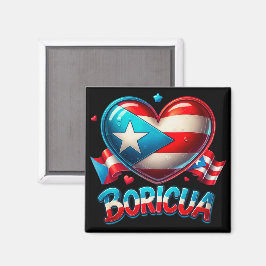 Íman Porto Rico Boricua Love Heart Flag