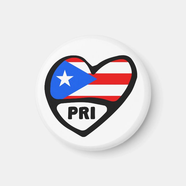 Íman Porto Rico Country Code Flag Heart, PRI (Frente)