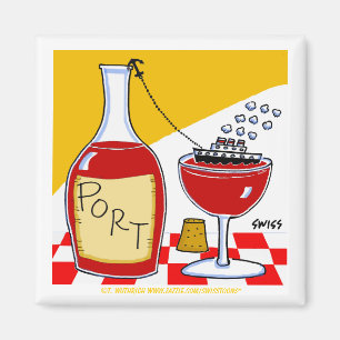 Íman Porto Vinho Provando Partido Favor Cartoon Engraç