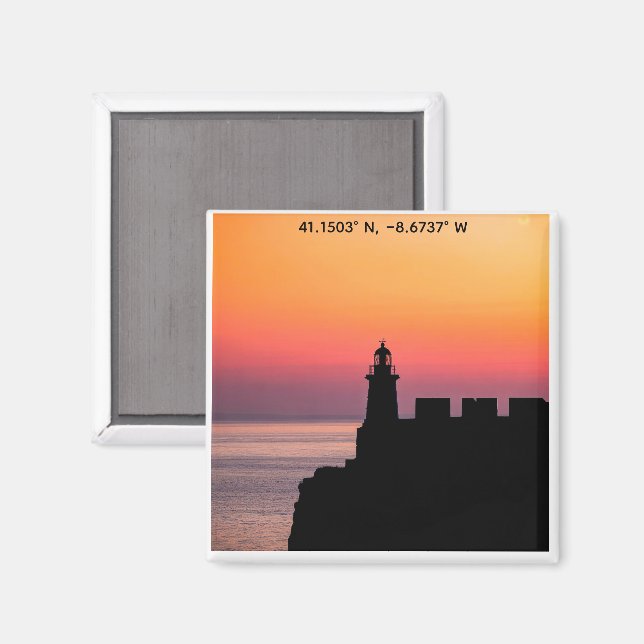 Íman Portugal Sunset Lighthouse Coordinates Magnet – Co (Front/Back)