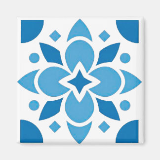 Íman Portuguese Azulejo Tile Blue Pattern Square Magnet