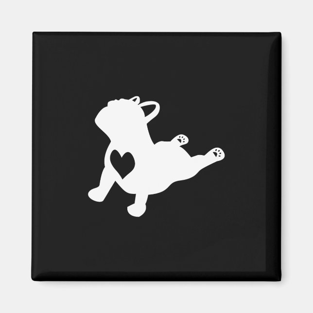 Íman Pose de Yoga Bulldog Com Coração de Amor Presente  (Frente)