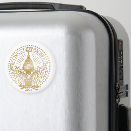 Íman posse do logotipo inaugural do presidente Trump Va