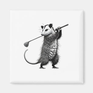 Íman Possum Antigo Jogando Golfe Amante de Gambá Jogado