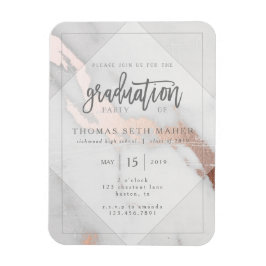 ÍMAN POSTCAR DE CONVITE DE GRADUAÇÃO DOURADA MARBLE E R