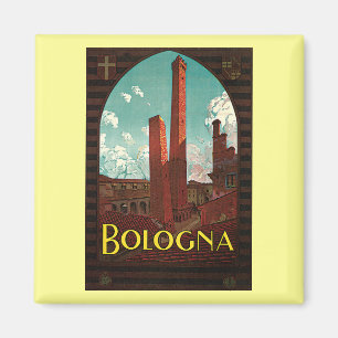Íman Poster das viagens vintage, Bolonha, Italia