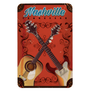 Íman Poster das viagens vintage da guitarra de
