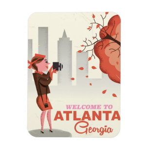 Íman Poster das viagens vintage de Atlanta Geórgia