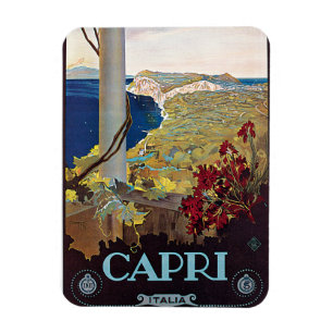 Íman Poster das viagens vintage de Capri, Italia