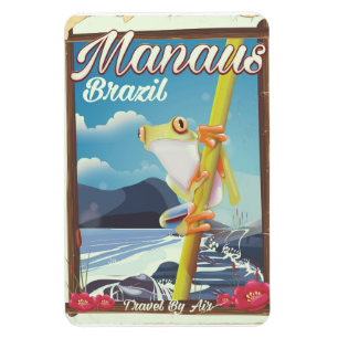 Íman Poster das viagens vintage de Manaus Brasil