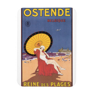 Íman Poster das viagens vintage de Ostende-Belgique