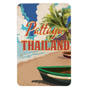 Íman Poster das viagens vintage de Pattaya Tailândia