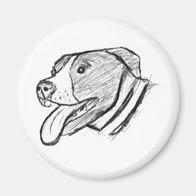 Íman poster de amante de animais cachorro pitbull desen (Frente)