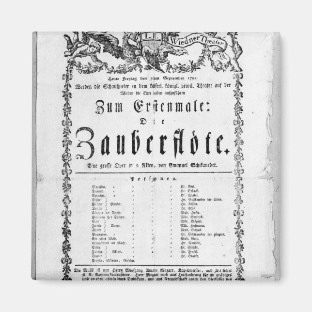 Íman Poster de anúncio de ‘A Flauta Mágica’ (Frente)