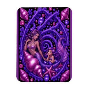 Íman Pôster de Arte Fantasia Mermaid Duo Oceano Sonho R