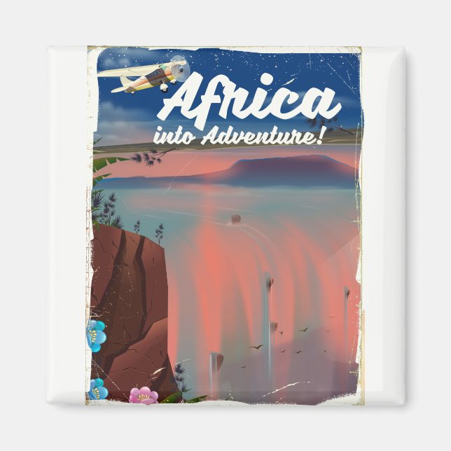 Íman Poster de Aventura em Cascata Africana (Frente)