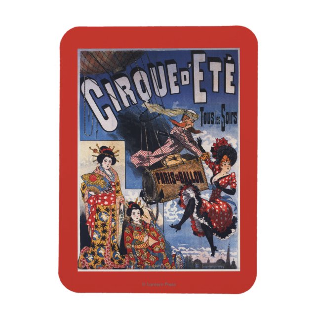 Íman Poster de Balões de Ar Quente e Mulheres Japonesas (Vertical)