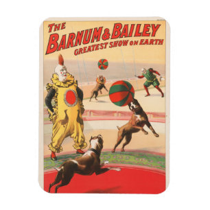 Íman Poster de Circo Mostrando Palhaços Com Cães Execut
